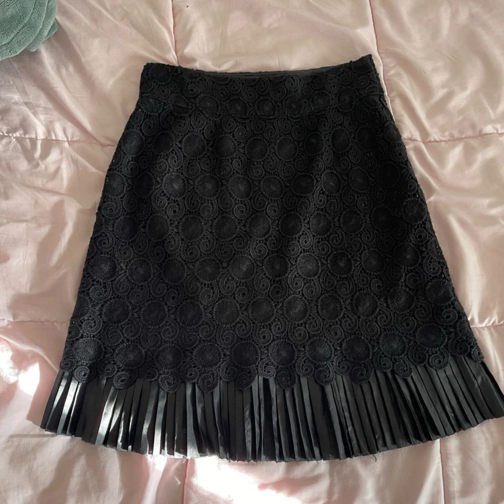 Leifsdottir Black Lace A-Line Skirt Anthropologie - Picture 1 of 6